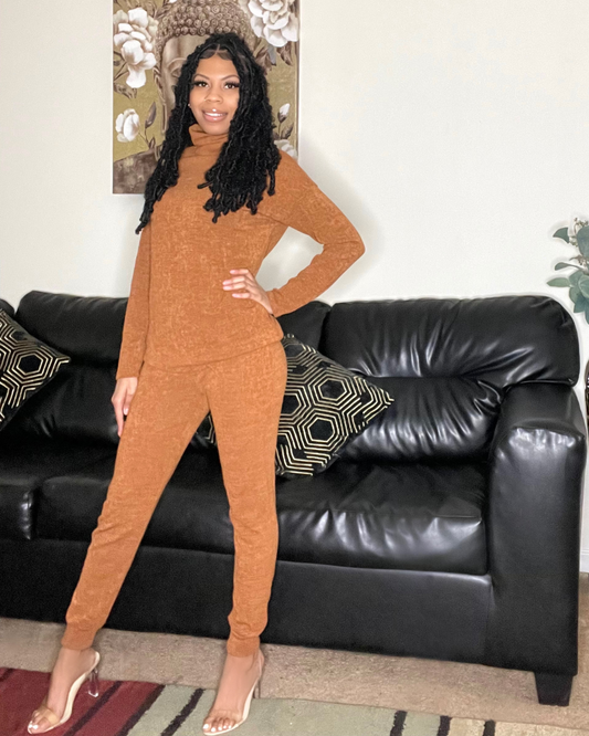 Cozy Girl | Copper Sweater Jogger Set