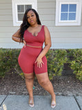 Casual Cutie | Terra Cotta Ribbed Biker Short Set