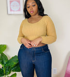 mustard fuzzy cropped sweater