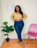 mustard fuzzy cropped sweater