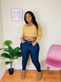 mustard fuzzy cropped sweater